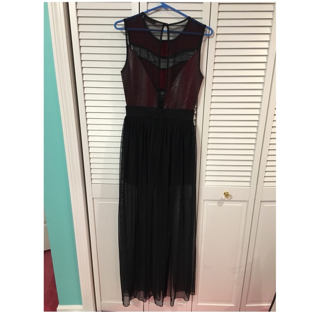 High low open back mesh dress
